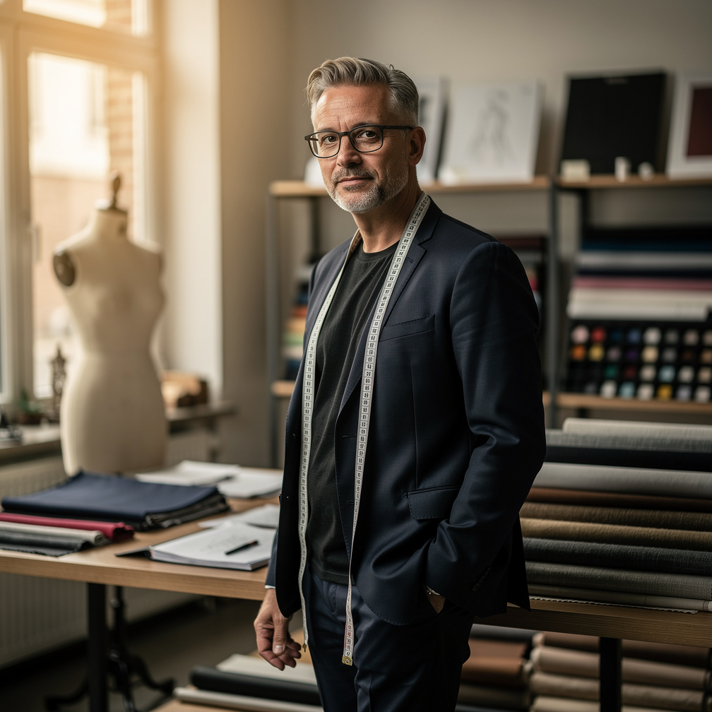 Belgian fashion designer portrait in his Antwerp atelier