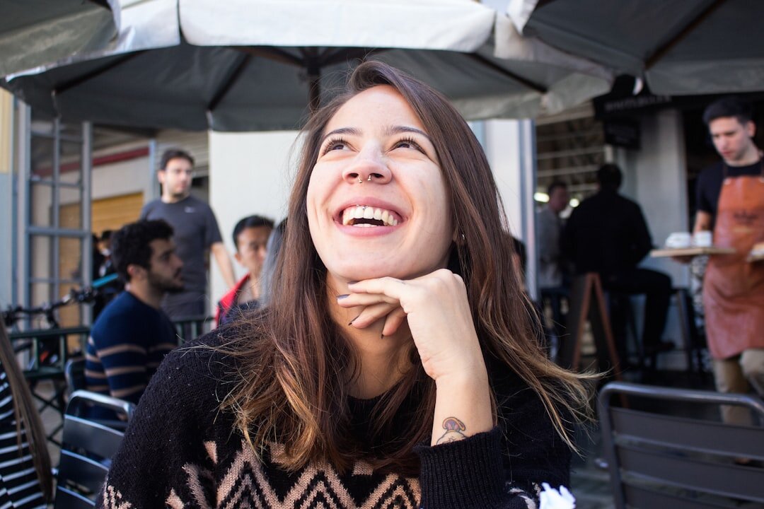 actress smiling on set